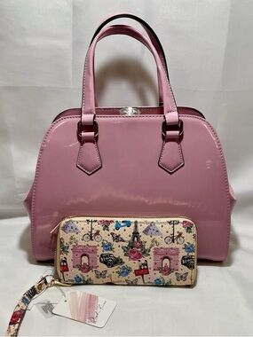 Patent Dome Satchel Crossbody with Wallet, New